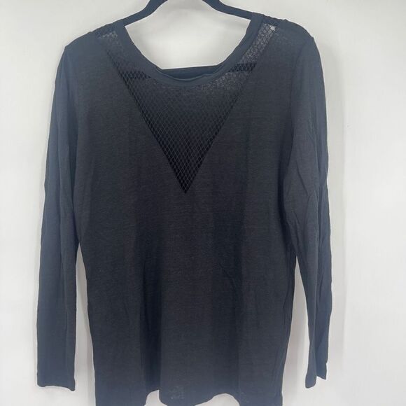 Sandro Women's Long Sleeve Round Neck Black Linen Blouse Size 2 - Picture 1 of 7